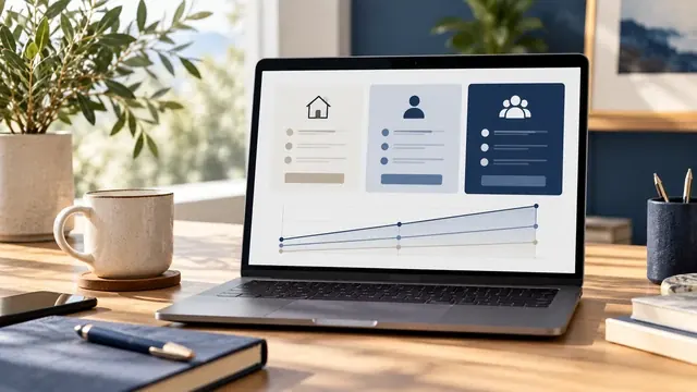 Small business website cost comparison with three package columns and a price line on a laptop