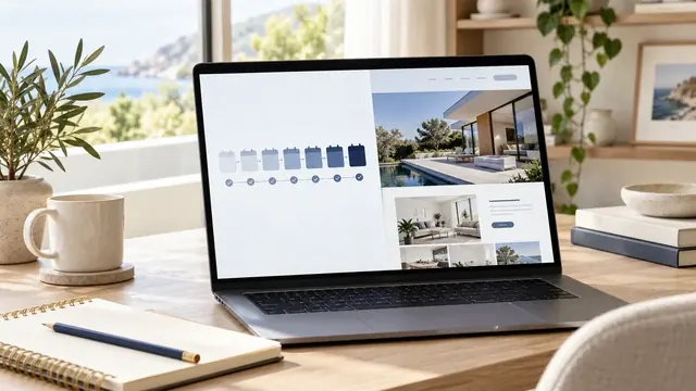 Laptop showing a color palette and a modern home website being built in a week
